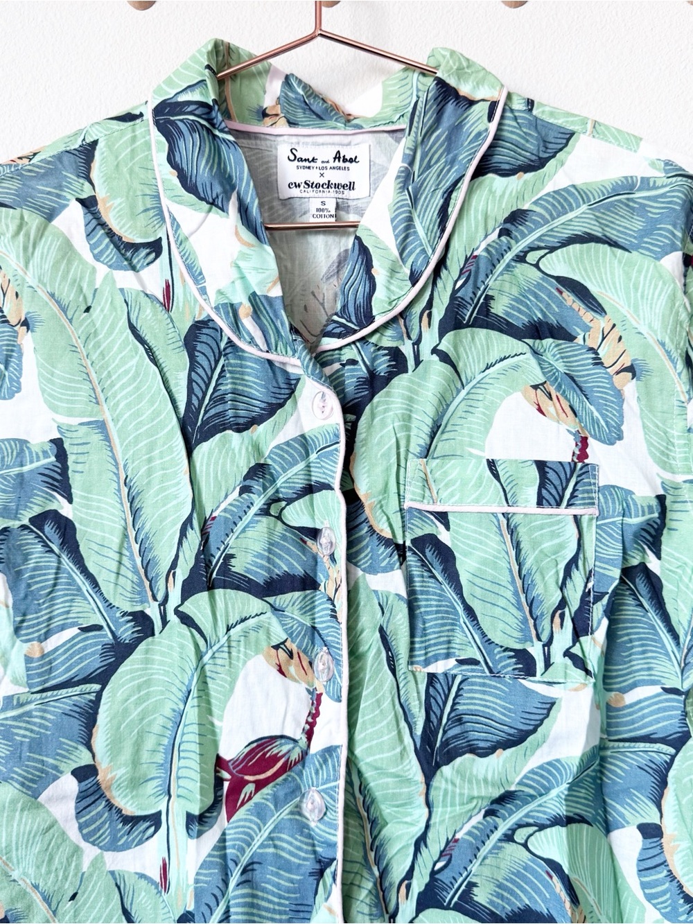 Sant and Abel Martinique Banana Leaf Long Sleeve Pajama Top - Picture 3 of 10